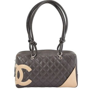 CHANEL Bowling Bag Cambon Brown Coco Mark